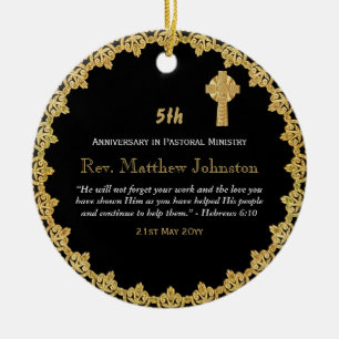 5th Ordination Anniversary Personalized Scripture Ceramic Ornament