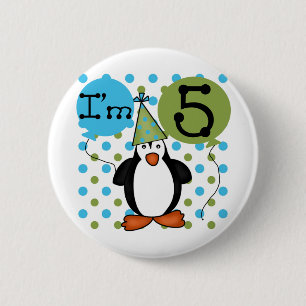 5th Penguin Birthday tshirts and Gifts 2 Inch Round Button