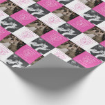 5th pink tourmaline Wedding Anniversary 2 photos Wrapping Paper<br><div class="desc">Pink tourmaline wedding celebrating 5 years of love anniversary add your own two photo wrapping gift paper. Celebrating 5 years of love, a simple heart stone effect line art graphic colour personalized wrap. Customize with your own choice of names or relations, to photos of the happy couple now and then...</div>