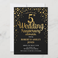 5th Wedding Anniversary - Black & Gold