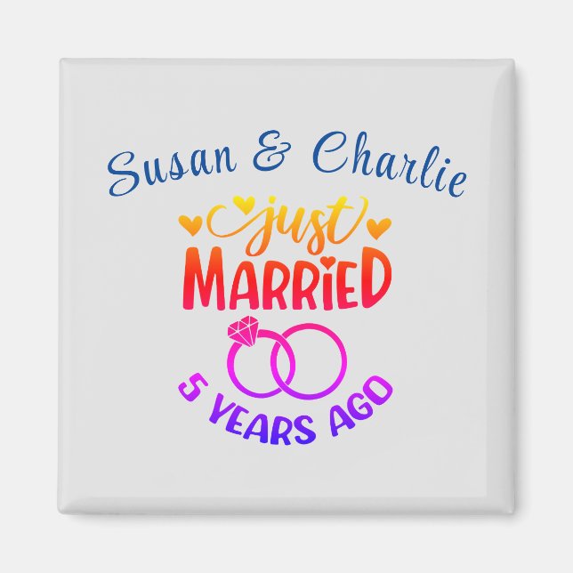 5th Wedding Anniversary Custom Names Magnet (Front)