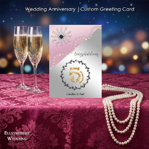 5th Wedding Anniversary Elegant Sapphire & Pearl Card