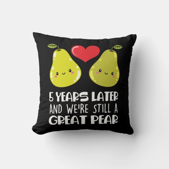 5th Wedding Anniversary Gift Married Couple Pear Throw Pillow (Front)