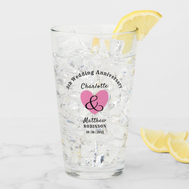 5th Wedding Anniversary Gift Personalized Glass (Back Ice)