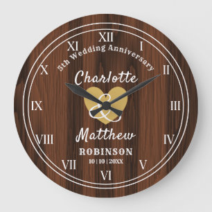 5th Wedding Anniversary Gift Personalized  Large C Clock