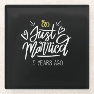 5th Wedding Anniversary Glass Coaster