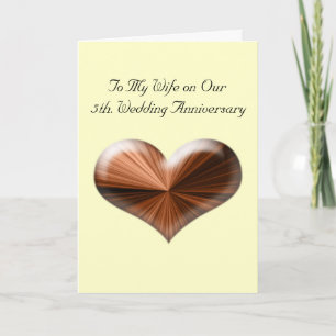 5th. Wedding Anniversary Greeting Card with Wooden