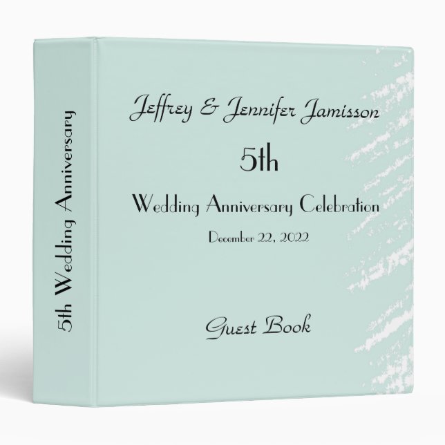 5th Wedding Anniversary Guest Book, Blue & White Binder (Front/Spine)