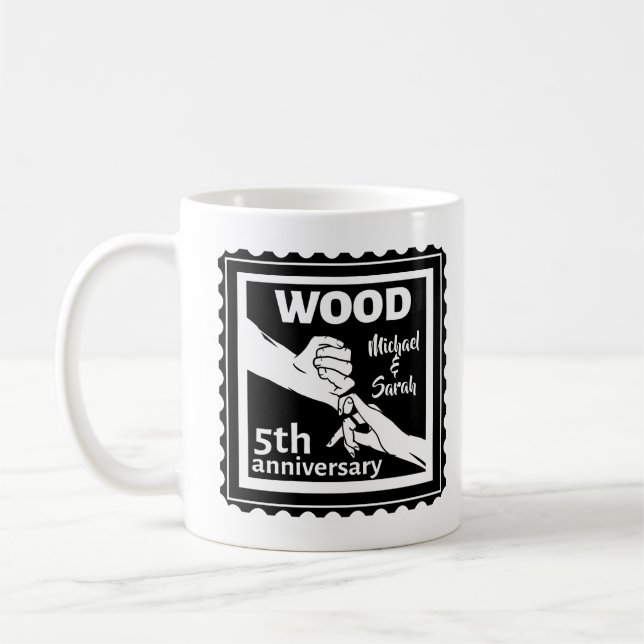 5th Wedding anniversary holding hands traditional Coffee Mug (Left)