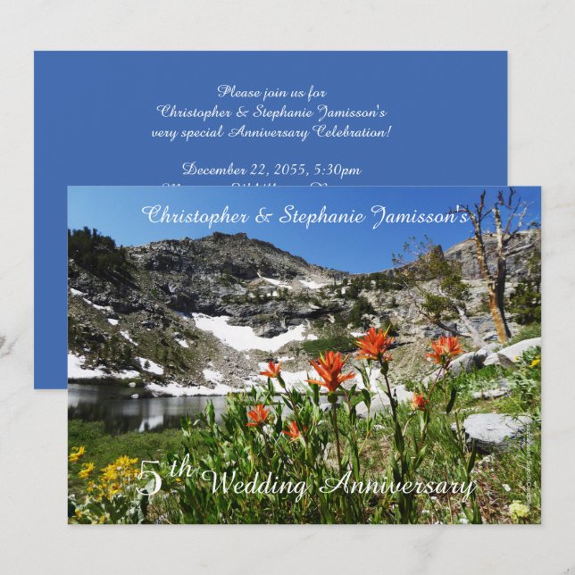5th Wedding Anniversary Invitation, Wildflowers Invitation (Front/Back)