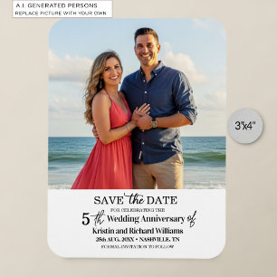 5th Wedding Anniversary Save the Date Photo Magnet