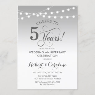 5th Wedding Anniversary - Silver White Invitation