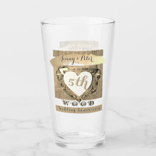 5th Wedding Anniversary "Wood"     Beverage Cooler Glass