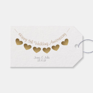5th Wedding Anniversary wood heart gift tag