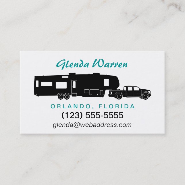 5th Wheel RV Silhouette Personal Calling Card (Front)