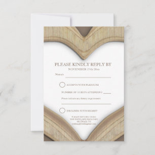 5th wood wedding anniversary heart reply card