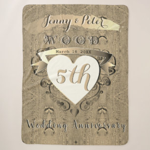 5th Wood Wedding Anniversary    Sherpa Blanket