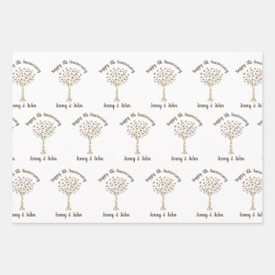5th Wood Wedding Anniversary tree in heart design Wrapping Paper Sheet