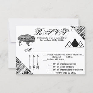 5x3.5 Carte R.S.V.P XMAS Boho Buffalo Tribal Patte