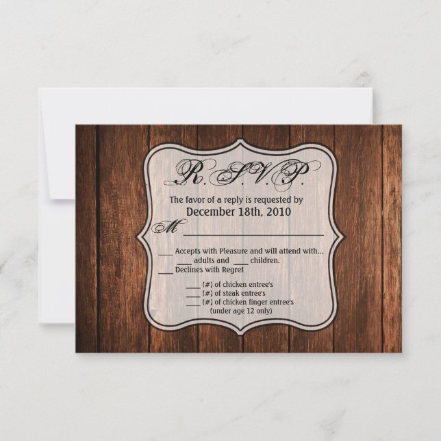 5x3.5 R.S.V.P. Card Barn Wood Country Rustic (Front)