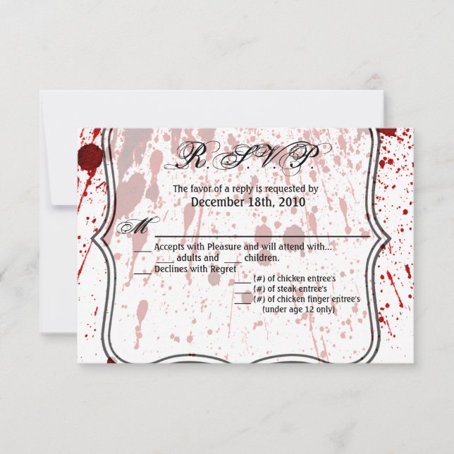 5x3.5 R.S.V.P. Card Blood Splatter Vampire Gothic (Front)