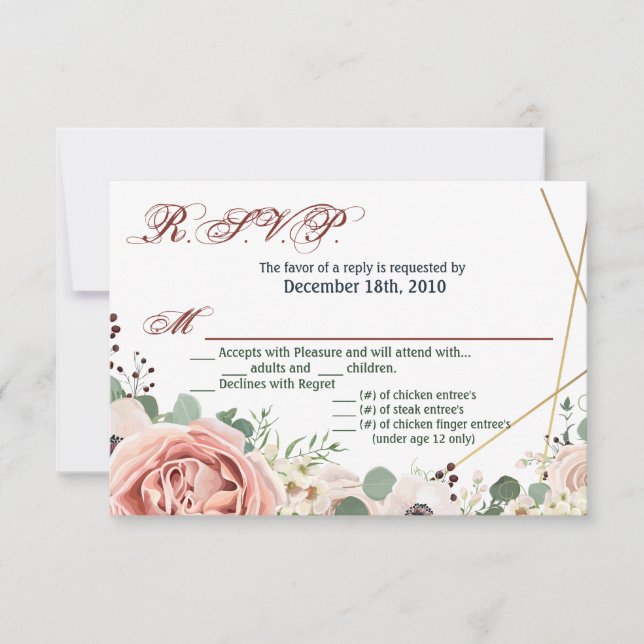 5x3.5 R.S.V.P. Card Geometric Garden Rose Anemone (Front)