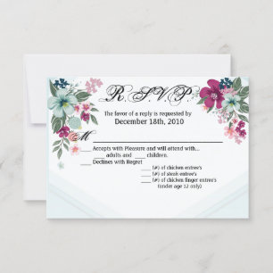 5x3.5 R.S.V.P. Card Tropical Flower on Blue Ombre