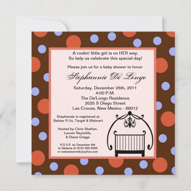 5x5 Berceau bébé Baby shower lit Invitation (Devant)