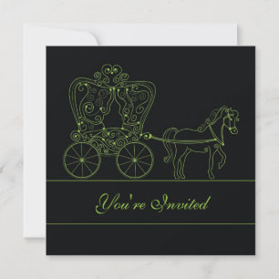 5x5 Black Carriage Wedding Invitation