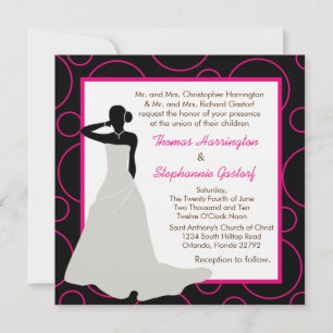 5x5 Black Pok-a-Dot Wedding Invitation