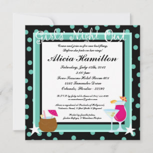 5x5 Blue Cocktails Bachelorette Invitation