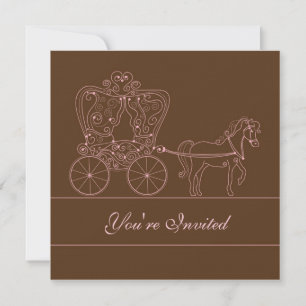 5x5 Brown Carriage Wedding Invitation
