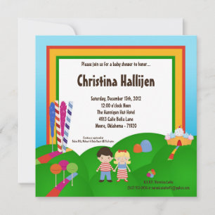 5x5 Candy Land Ice Cream Baby Shower Invitation