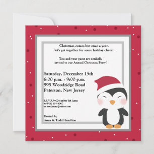 5x5 Christmas Hat Penguin Invitation