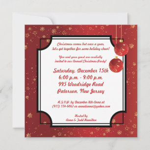 5x5 Christmas Ornaments Party Invitation