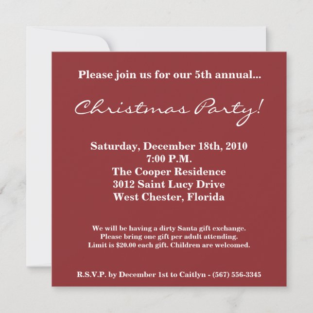 5x5 Christmas XMAS Ornaments Christmas Invitation (Front)
