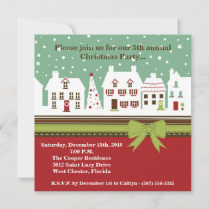 5x5 Christmas XMAS Town City Christmas Invitation