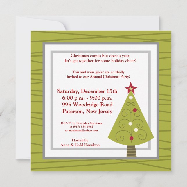 5x5 Decorated Christmas Tree Invitation (Front)