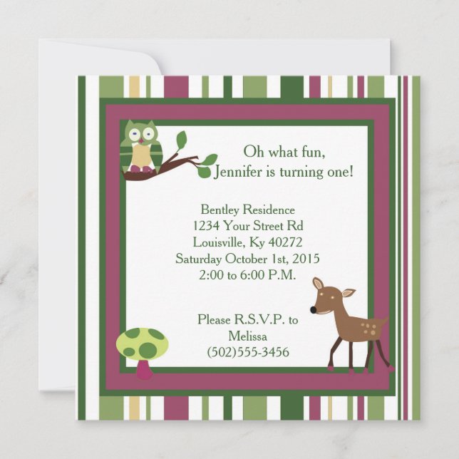 5x5 Enchanted Forest 1er Invitation anniversaire (Devant)