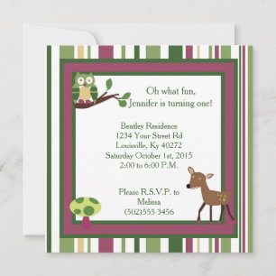 5x5 Enchanted Forest 1er Invitation anniversaire