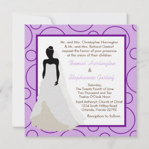 5x5 Faire-part de mariage à point pâle violet clai