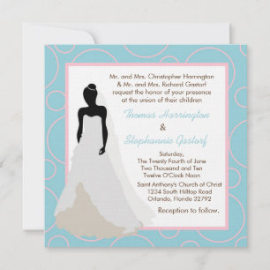 5x5 Faire-part de mariage bleu clair à point