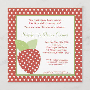 5x5 Farm Strawberry Fruit Birthday Part Invitation