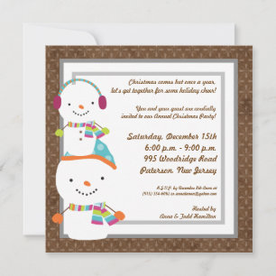5x5 hiver Snowman hiver Neige Invitation