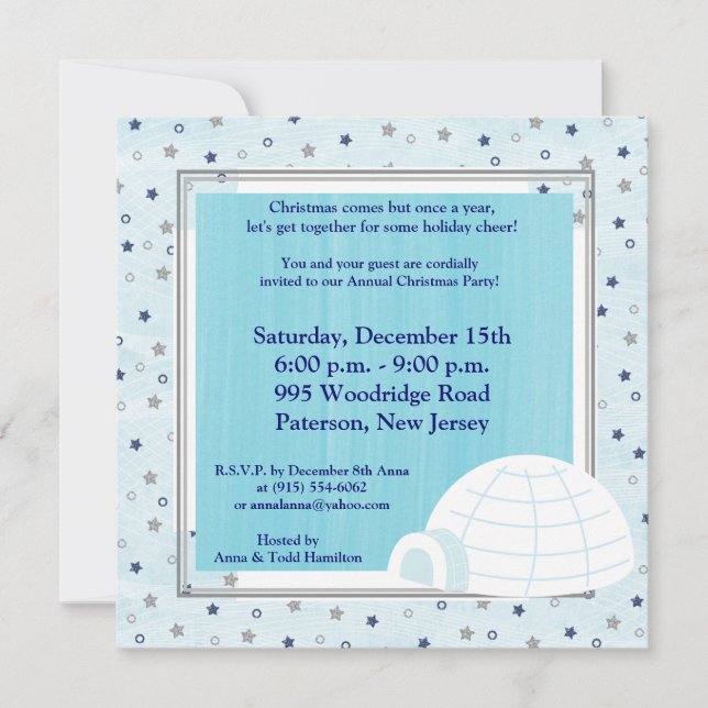 5x5 Icy Igloo Baby Blue Invitation (Devant)
