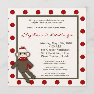 5x5 Invitation au Baby shower de jouets pour singe