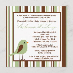 5x5 Invitation au Baby shower d'oiseaux de forêt d