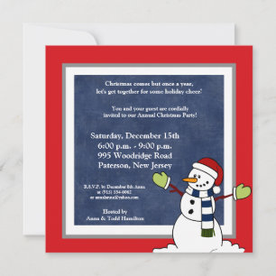 5x5 Jolly Winter Snowman Christmas Invitation