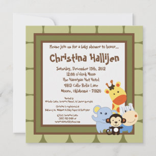 5x5 Jungle Play Invitation Baby shower