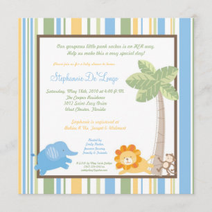 5x5 Jungle Safari Zoo Anima Invitation Baby shower